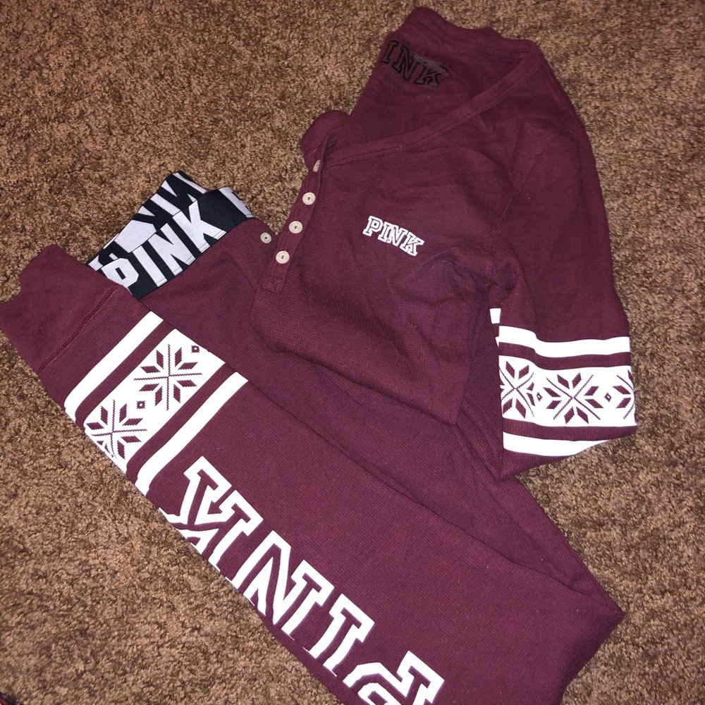 victoria’s secret pink thermal sleep set